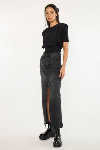 90’S MAXI SKIRT-KC7868BK: BLACK / M