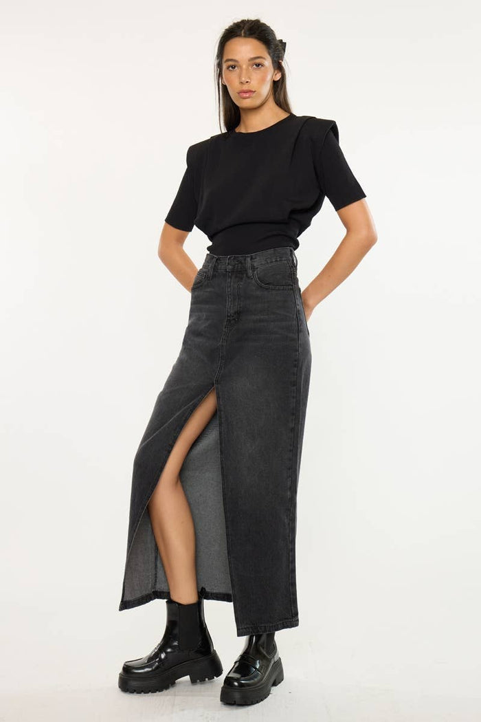 90’S MAXI SKIRT-KC7868BK: BLACK / XL