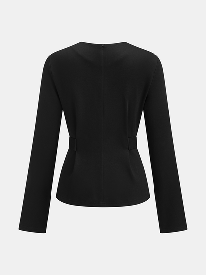 Long Sleeve Fitted Waist Button Blouse