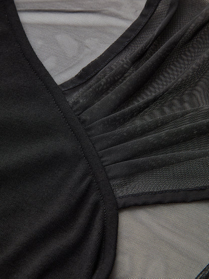 Mesh-Panel Asymmetrical Sleeveless Top