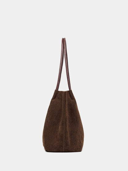 Suede Effect Large-Capacity Tote Bag