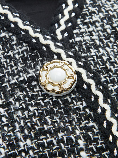 Tweed V-Neck Sleeveless Vest