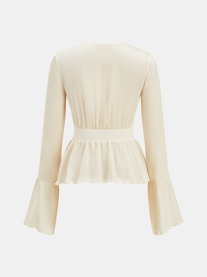 Sheer Textured Peplum Blouse