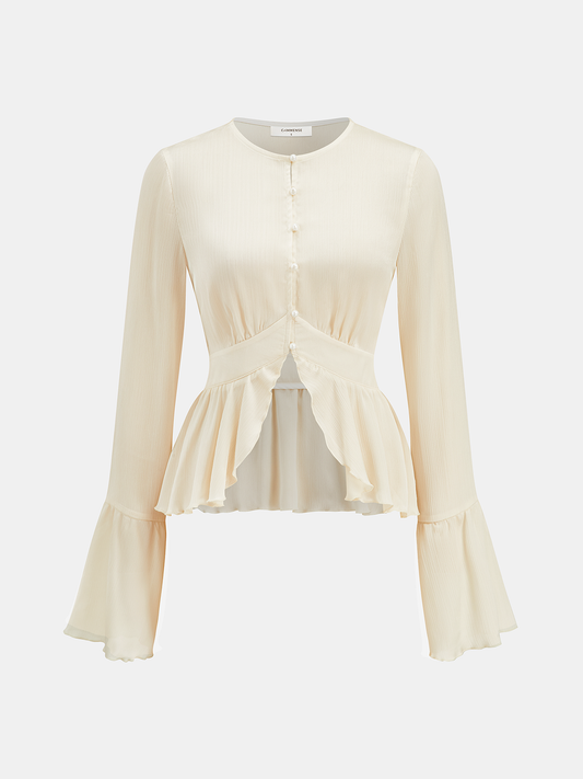 Sheer Textured Peplum Blouse