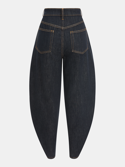 Metal Detail High-Waisted Balloon Jeans