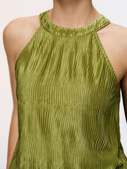Vertical Pleated Halter Top & Pants Set