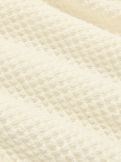 Waffle Knit V-Neck Twist Front Crop Top