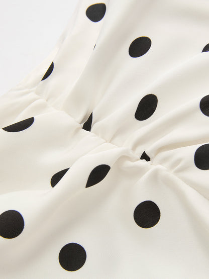 Polka Dot Lace Trim Cami Top & Skirt Sets