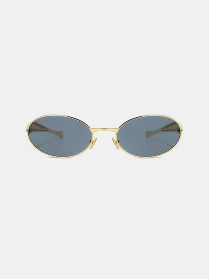 Sculpted Temple Oval Frame Sunglasses