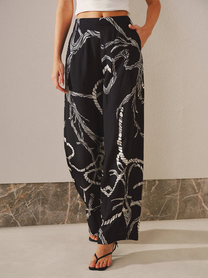 Rope Print Wide-leg Pants