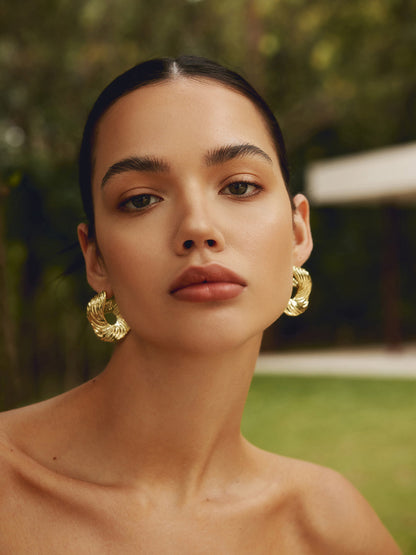 Twisted Textured Open Hoop Earrings
