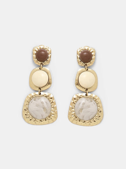 Hammered Tiered Marbled Drop Earrings