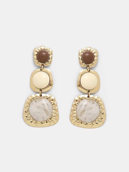 Hammered Tiered Marbled Drop Earrings