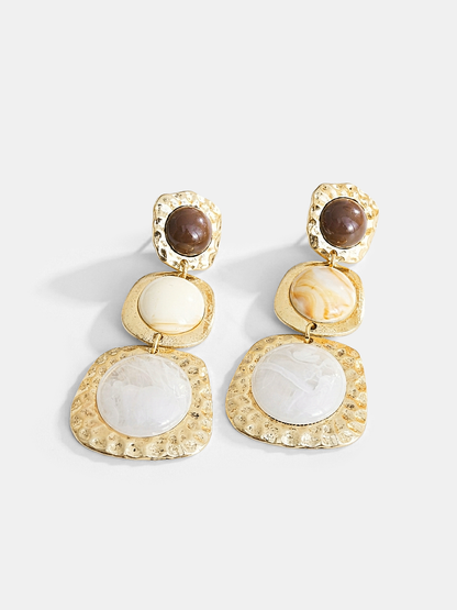 Hammered Tiered Marbled Drop Earrings