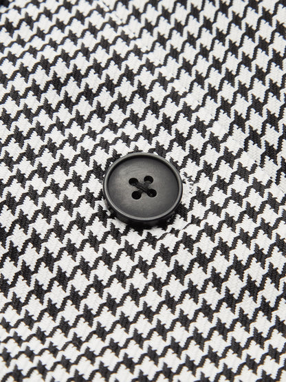 Houndstooth Collared Button Down Vest