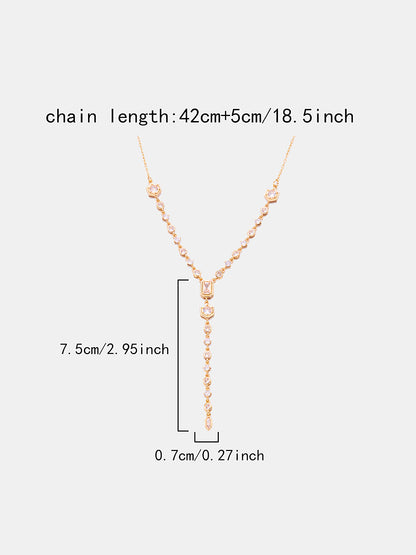 Geometric Zircon Y-Drop Lariat Necklace