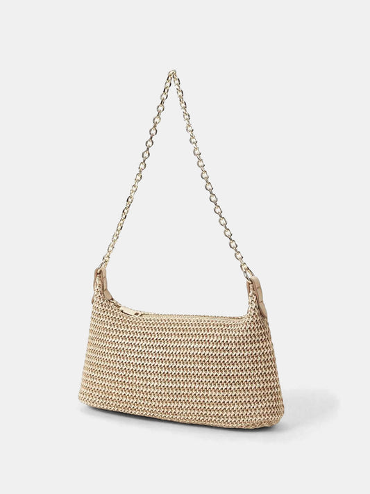 Straw Woven Chain Strap Shoulder Bag