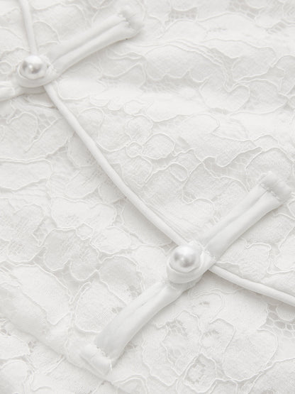 Lace Frog Button Halter Top