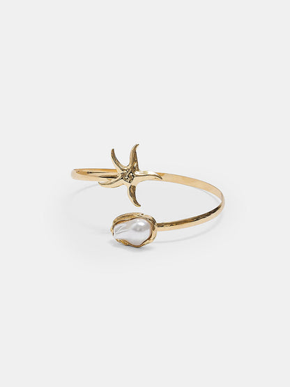 Starfish Baroque Pearl Open Upper Arm Cuff