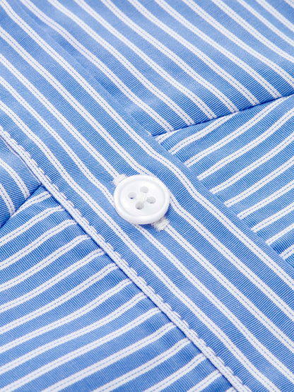 Striped Cropped Half Sleeve Button Shirt