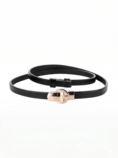 Slim Metal Buckle Leather Waist Belt