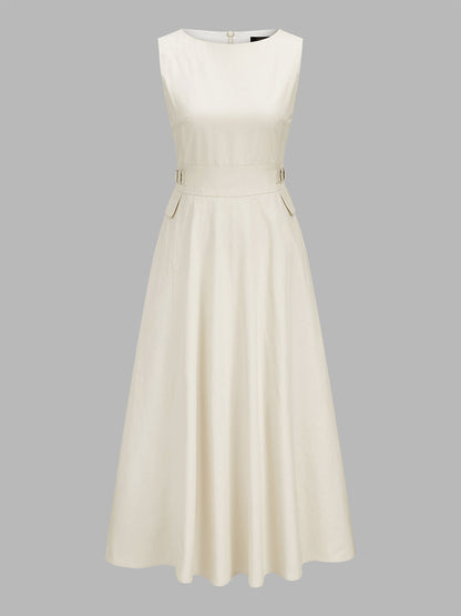 Buckle Waist Sleeveless Maxi Dress