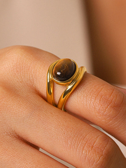 Vintage Oval Tiger Eye Stone Ring