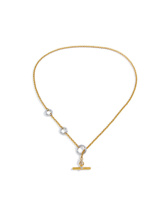 Crystal Accent Toggle Clasp Necklace