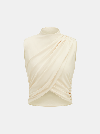 Ruched Sleeveless Top & Striped Pants Set