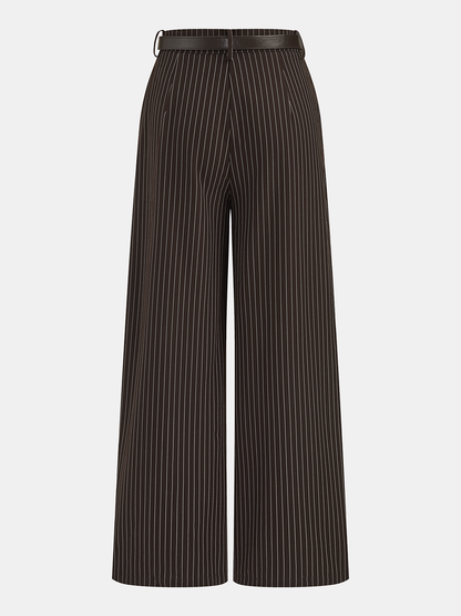 Ruched Sleeveless Top & Striped Pants Set