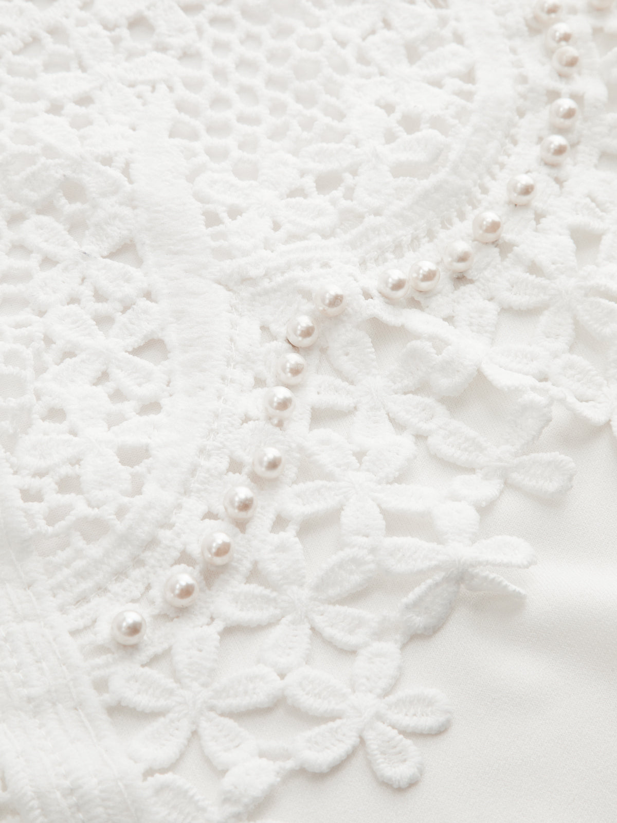 Pearl Detail Lace Yoke Blouse
