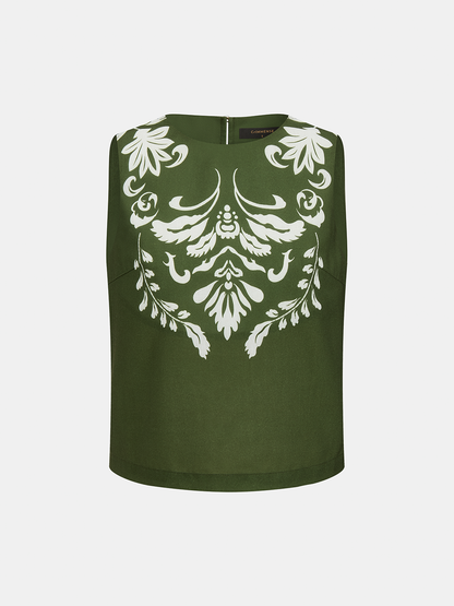 Printed Sleeveless Top & Midi Skirt Set