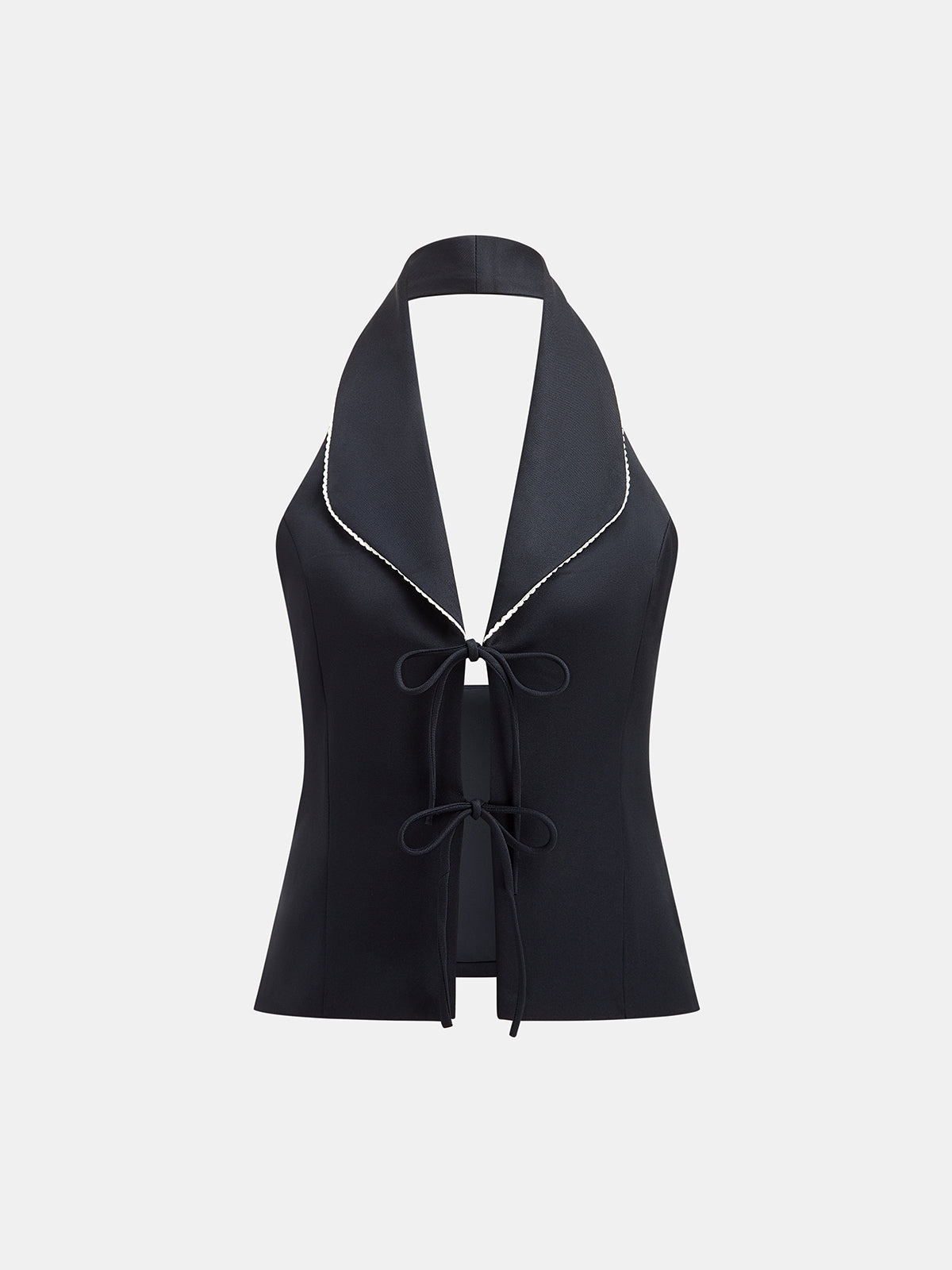 Lapel Halter Tie Front Vest