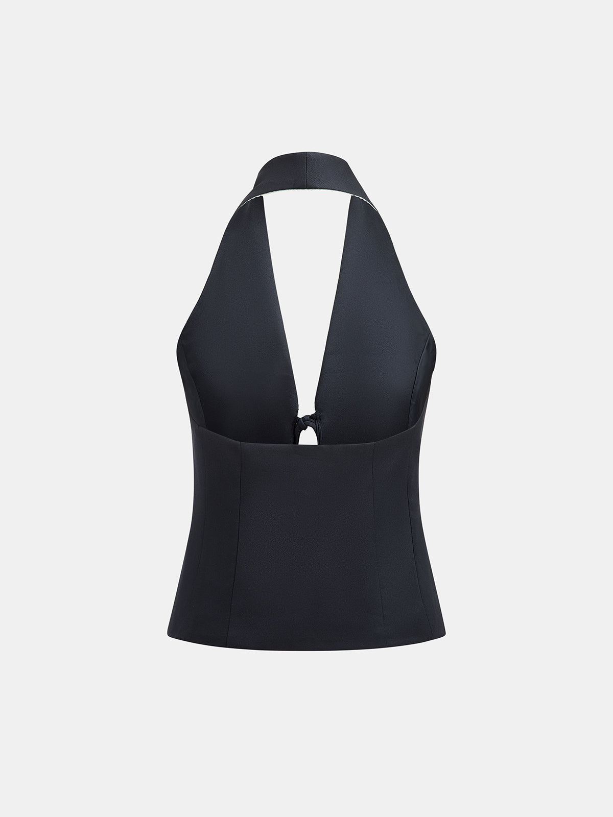 Lapel Halter Tie Front Vest