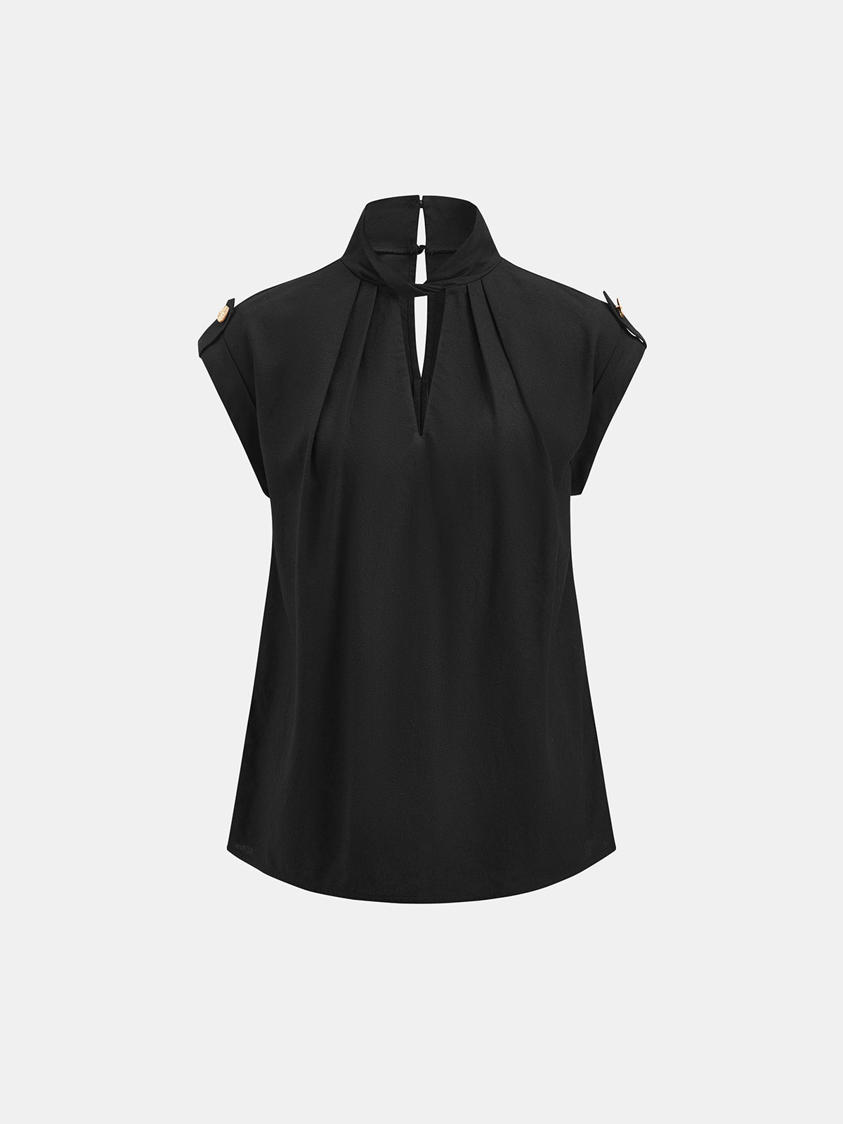 Keyhole Neck Cotton Linen Blouse