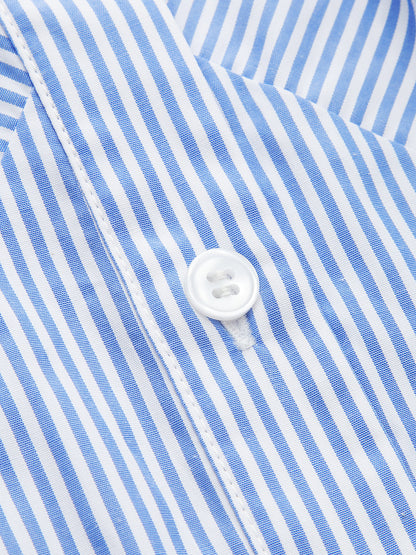 Striped Collared Sleeveless Fitted Shirt