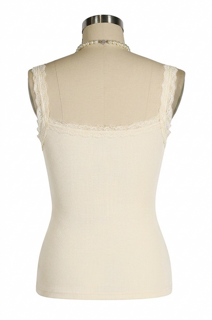 D'Amour Button Up Follies Singlet (Cream)