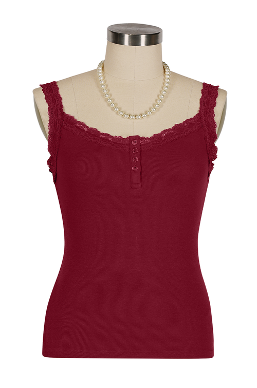 D'Amour Button Up Follies Singlet (Red)