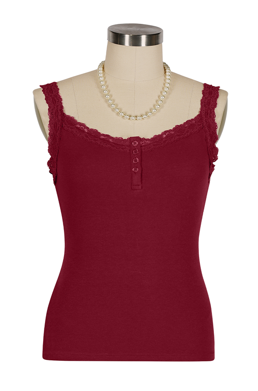 D'Amour Button Up Follies Singlet (Red)