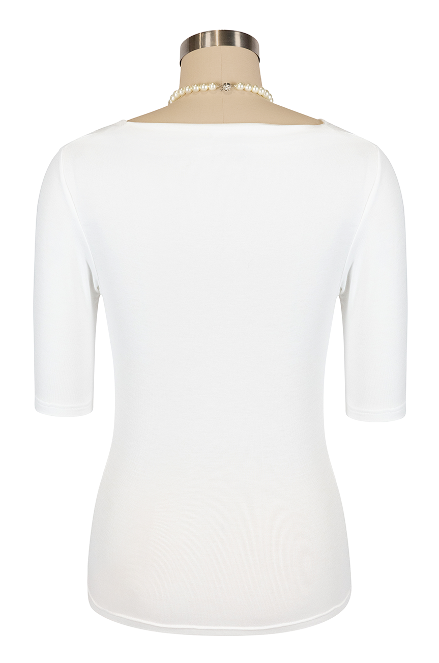 Manhattan Follies Cowl Neck Jersey Top (White)