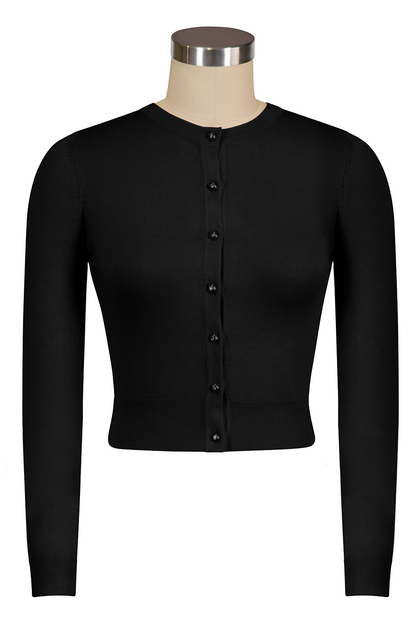 D'Amour Long Sleeve Crop Cardigan (Black)