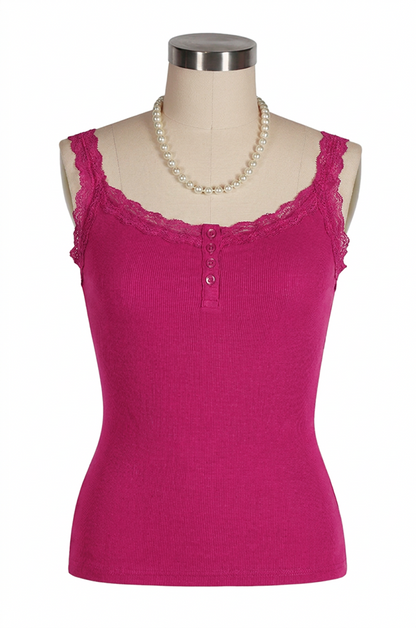 D'Amour Button Up Follies Singlet (Raspberry)