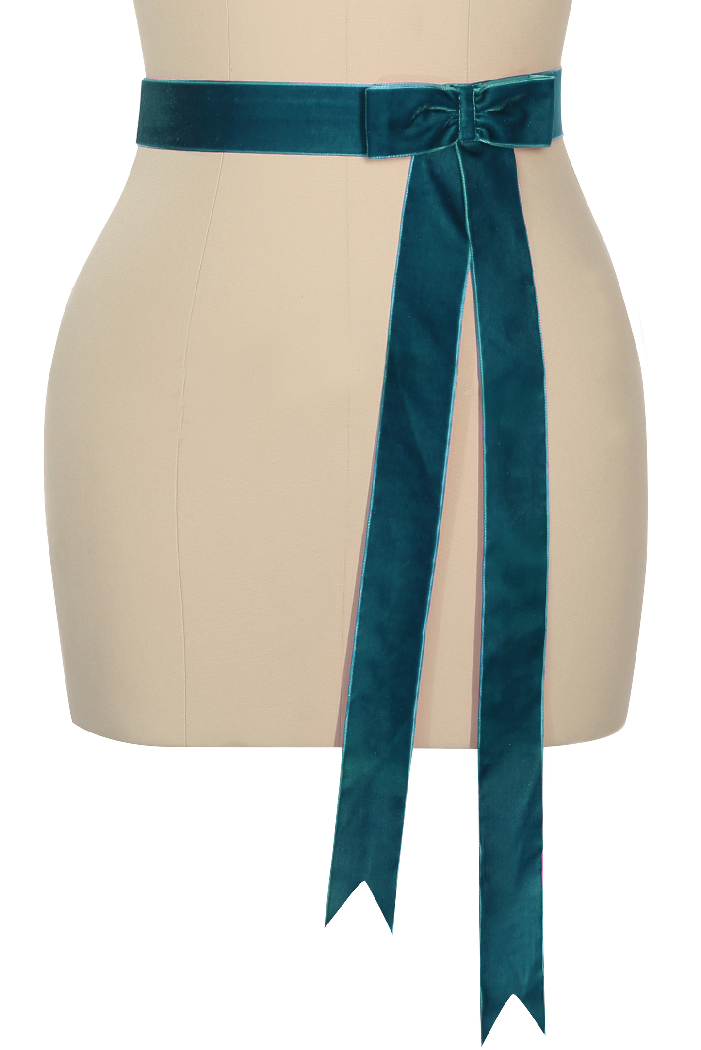 D'Amour Follies Velvet Bow Belt With Tails (Teal)