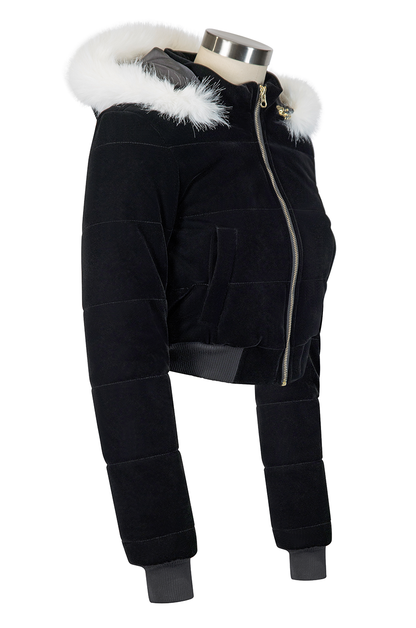 High Society Velvet Puffer Jacket (Black)