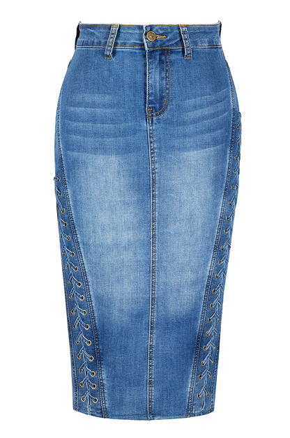 Madison Wiggle Skirt (Denim)