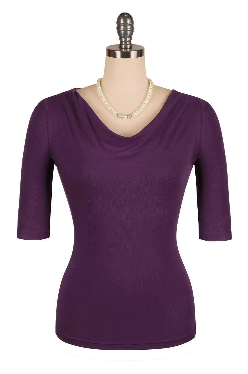 Manhattan Follies Cowl Neck Jersey Top (Purple)