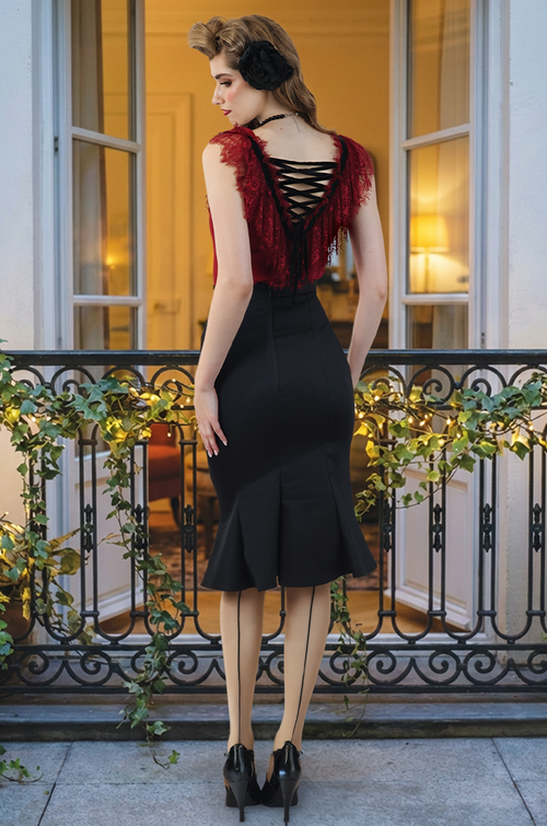 Fifi D'Amour Lace Up Camisole (Burgundy)