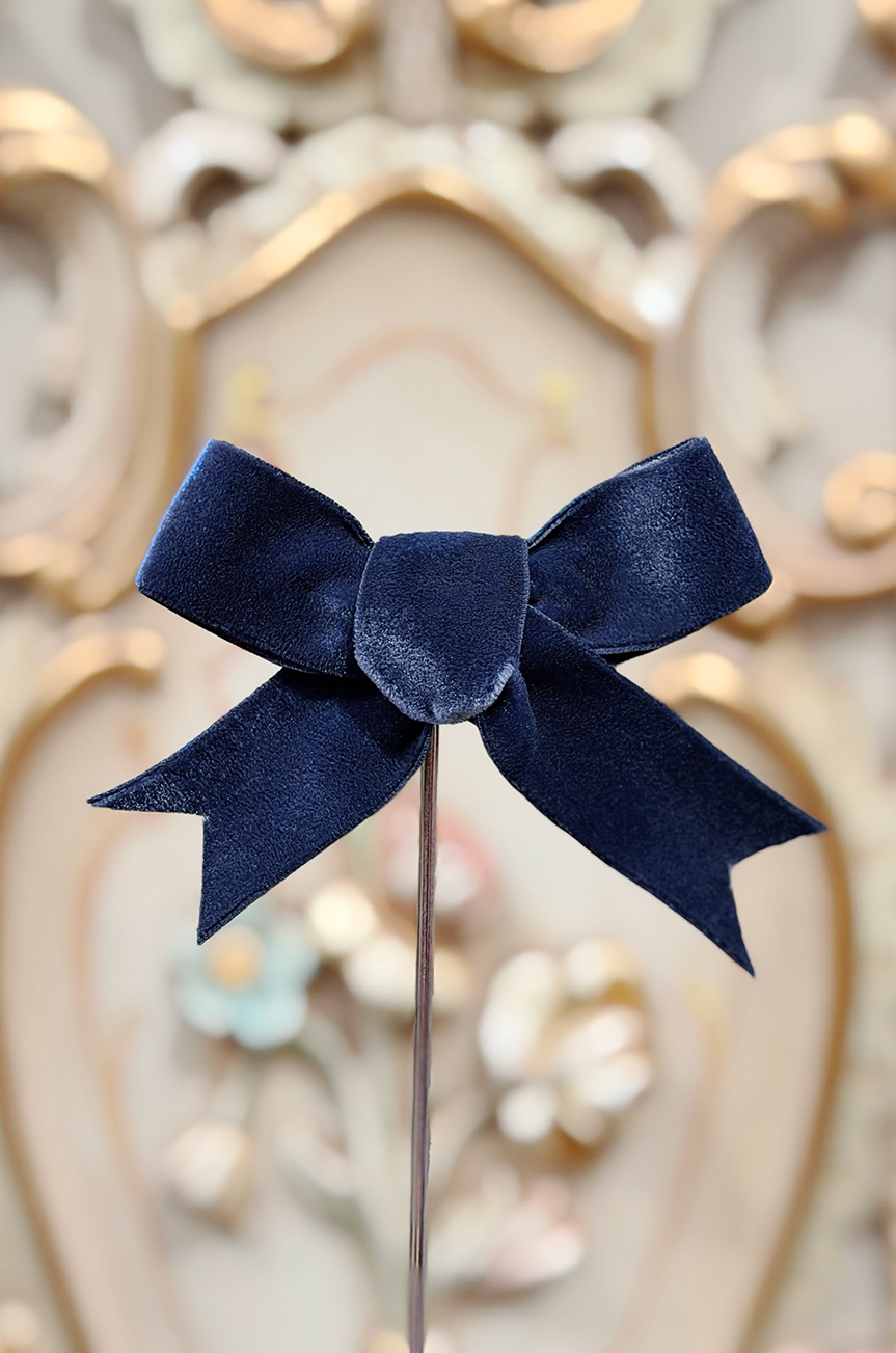 D'Amour Follies Petite Velvet Hair  Bow (Navy)