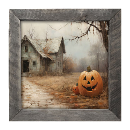 Abandoned house jackolanterns - Framed Art