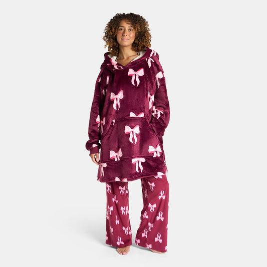 Adults Bow Print Hoodie Blanket 🇬🇧